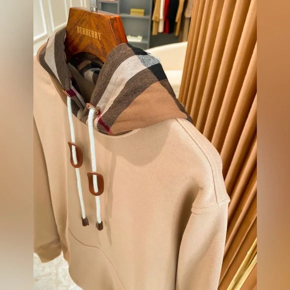 Burberry Beige Hoodie with Plaid Hood